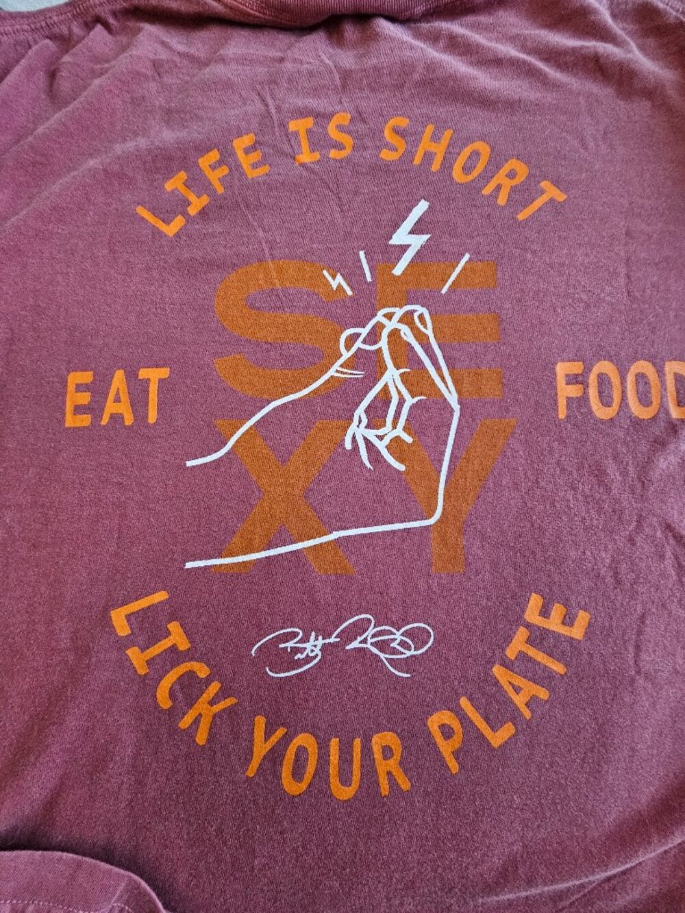 Chef Britt Rescigno Shirt Comfort Colors XL Crimson Eat Sexy Food